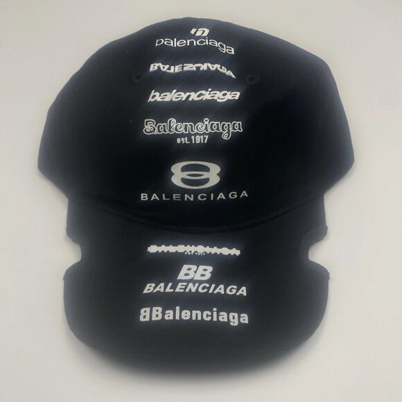 Balenciaga Black Multi Logo International One Size Cap - AUTHENTIC - Picture 1 of 5